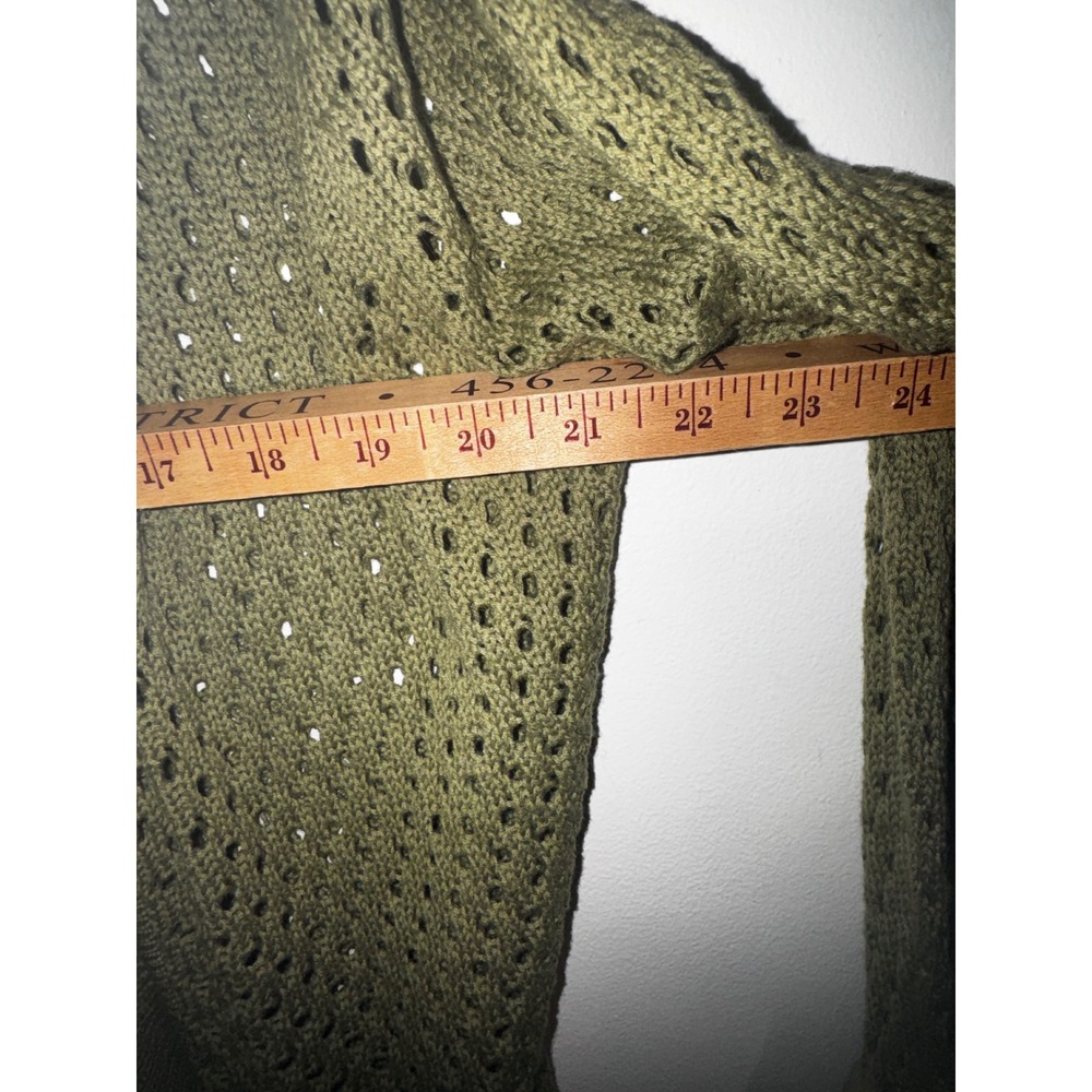 Vtg Y2K Olive Green Ruffle Knit Open Front Cardigan XL 16/18 Boho Hippie Fairy - Picture 7 of 8